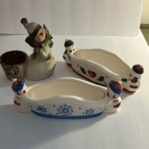 Festive Snowman Ceramic Christmas Decoration Items